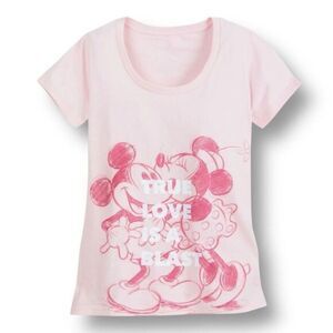 Disney 2XL Pink Mickey Minnie‎ Graphic Tee Cotton True Love Top Barbiecore Retro